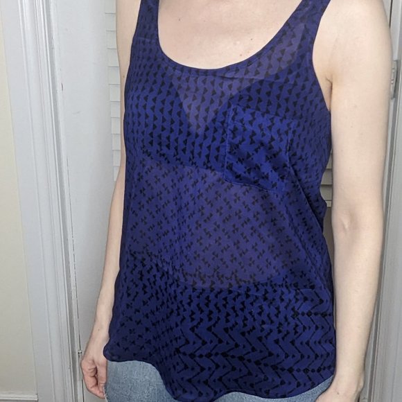 Aqua loose blue tank top with bohemian pattern - Picture 1 of 4